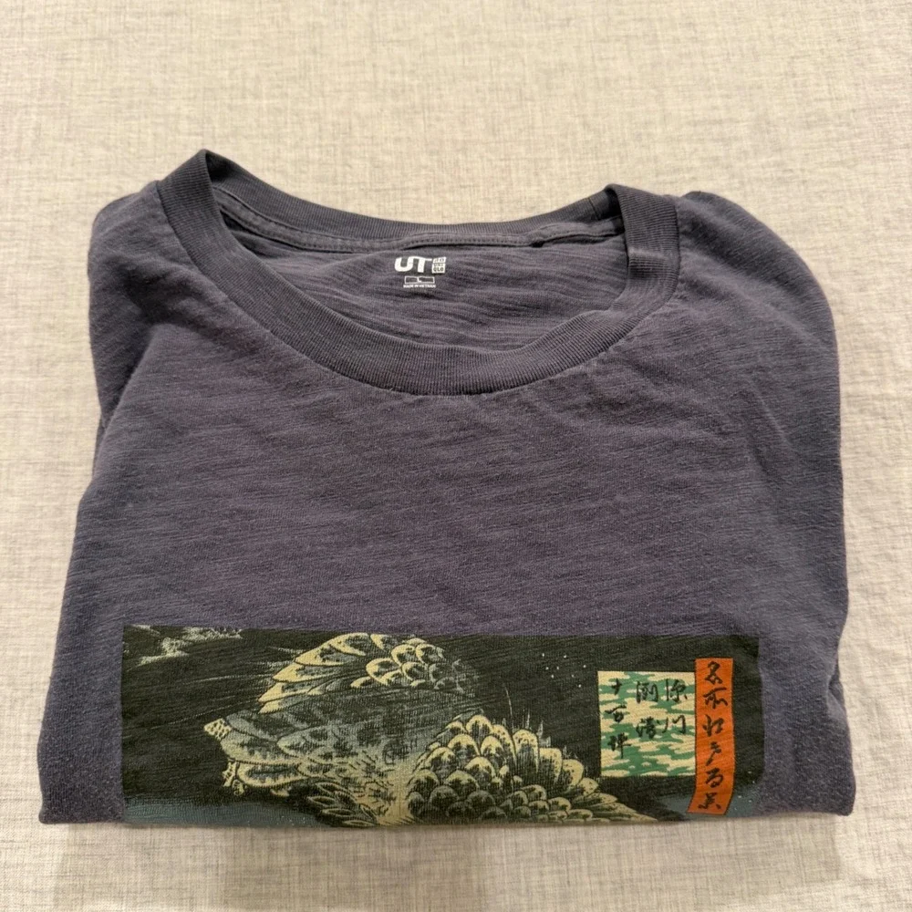 Uniqlo UT Hiroshige Edo Graphic T-Shirt Gray Cotton Large 341-447949(22-01)